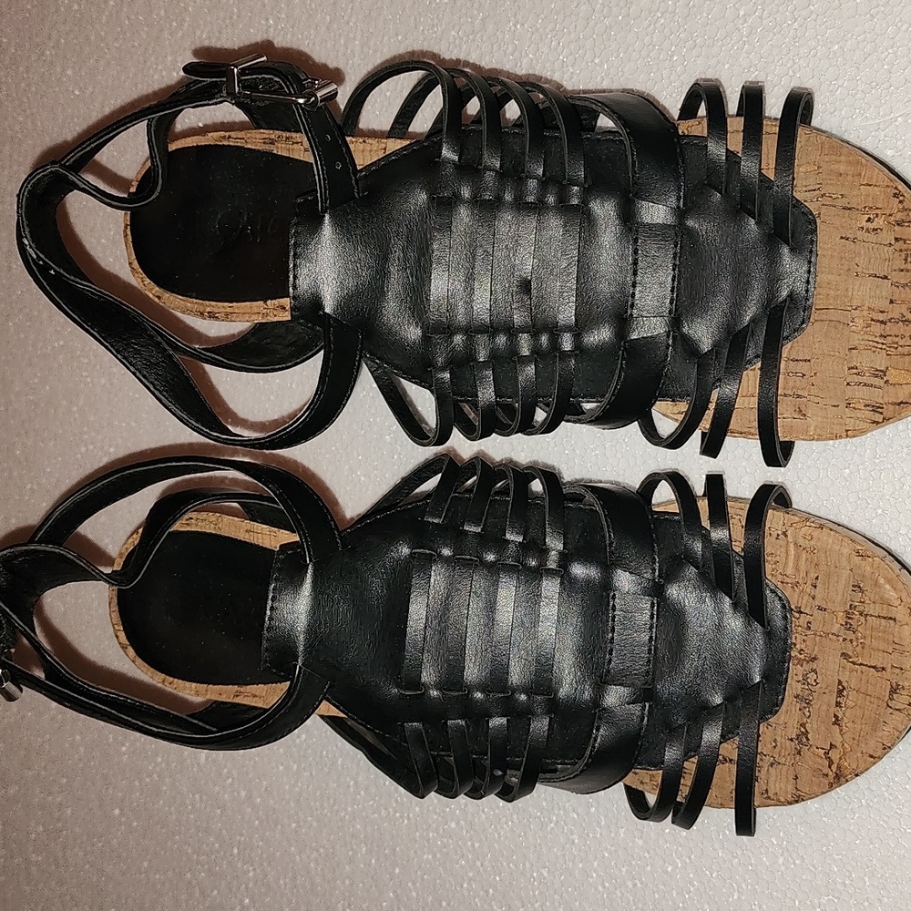 Black Wedge Sandals